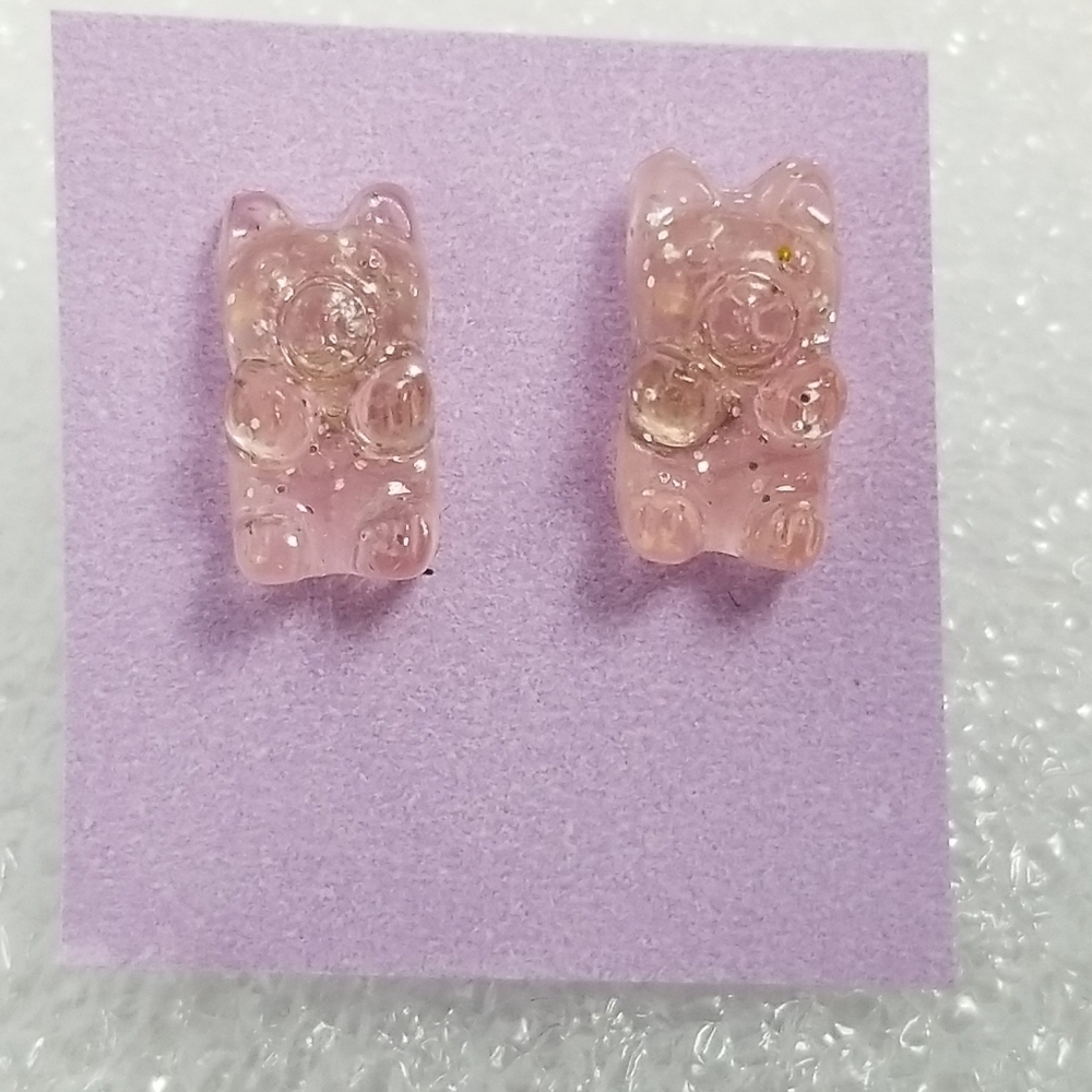 GUMMY BEARS Sparkle Blush Pink Stud Earrings